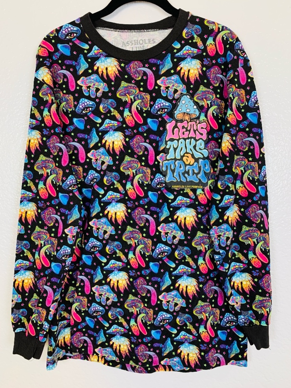 ALF Let's Take a Trip Mushroom Shirt Size Medium Unisex Psychedelic Neon Trippy
